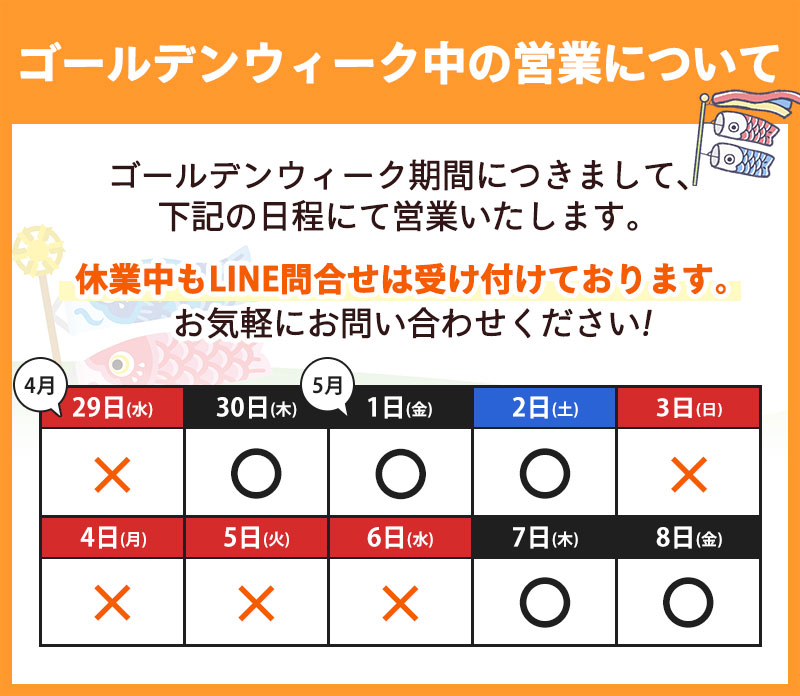ゴールデンウィーク中の営業